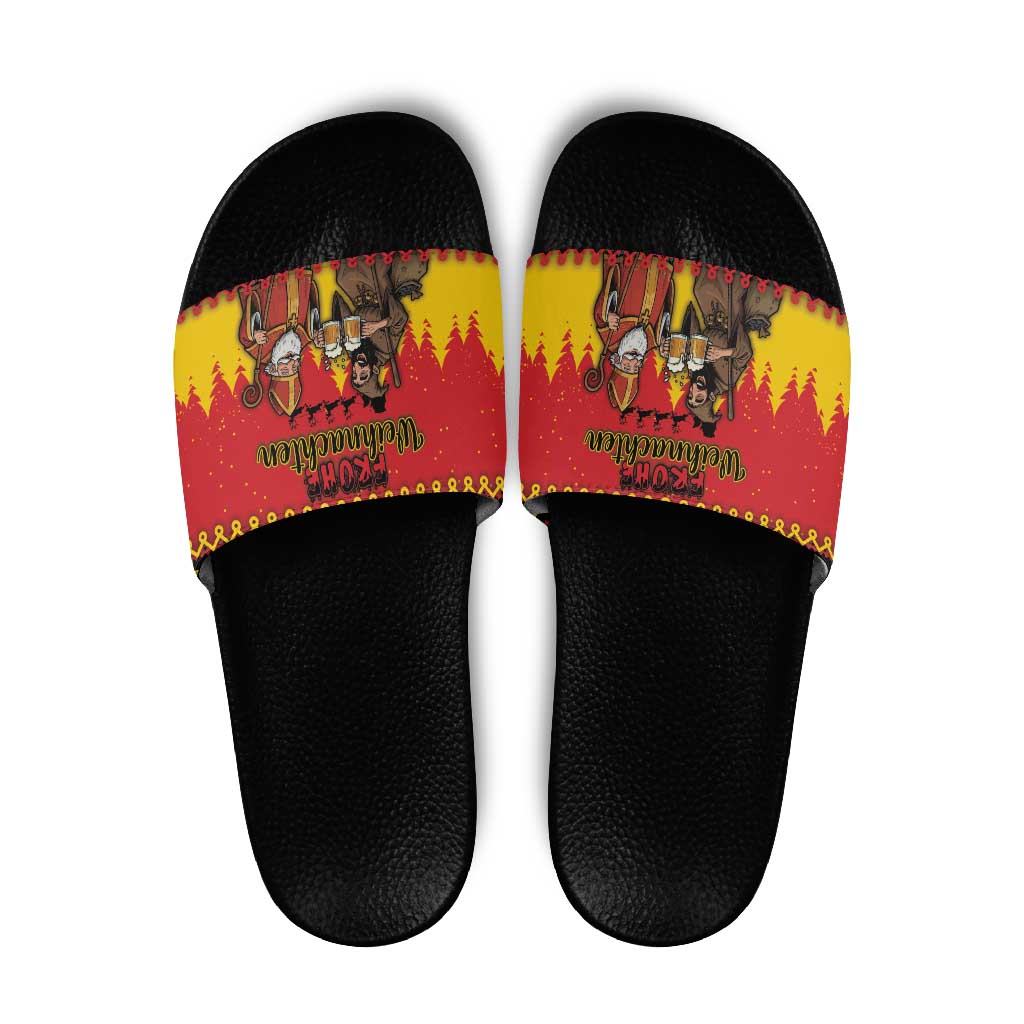 Germany Christmas Slide Sandals Saint Nicholas And Knecht Ruprecht Drink Beer - Wonder Print Shop