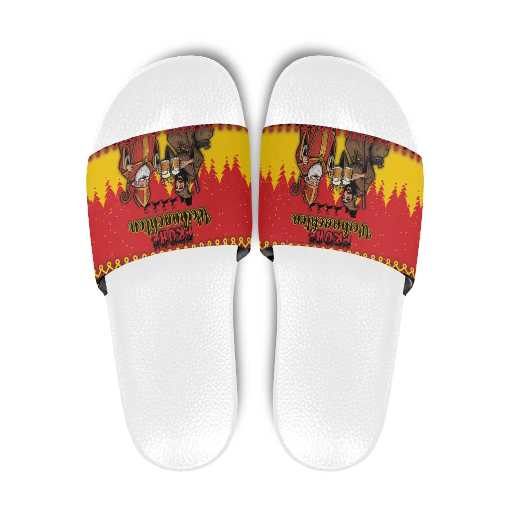 Germany Christmas Slide Sandals Saint Nicholas And Knecht Ruprecht Drink Beer - Wonder Print Shop