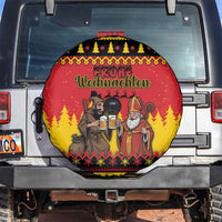 Germany Christmas Spare Tire Cover Saint Nicholas And Knecht Ruprecht Drink Beer - Wonder Print Shop