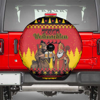 Germany Christmas Spare Tire Cover Saint Nicholas And Knecht Ruprecht Drink Beer - Wonder Print Shop