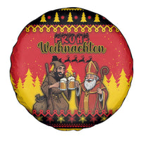 Germany Christmas Spare Tire Cover Saint Nicholas And Knecht Ruprecht Drink Beer - Wonder Print Shop