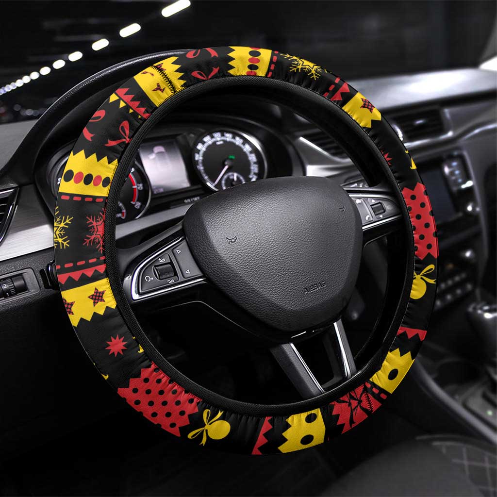 Germany Christmas Steering Wheel Cover Saint Nicholas And Knecht Ruprecht Drink Beer - Wonder Print Shop