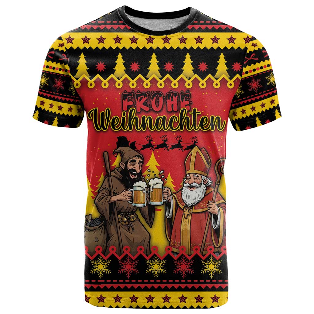 Germany Christmas T Shirt Saint Nicholas And Knecht Ruprecht Drink Beer - Wonder Print Shop