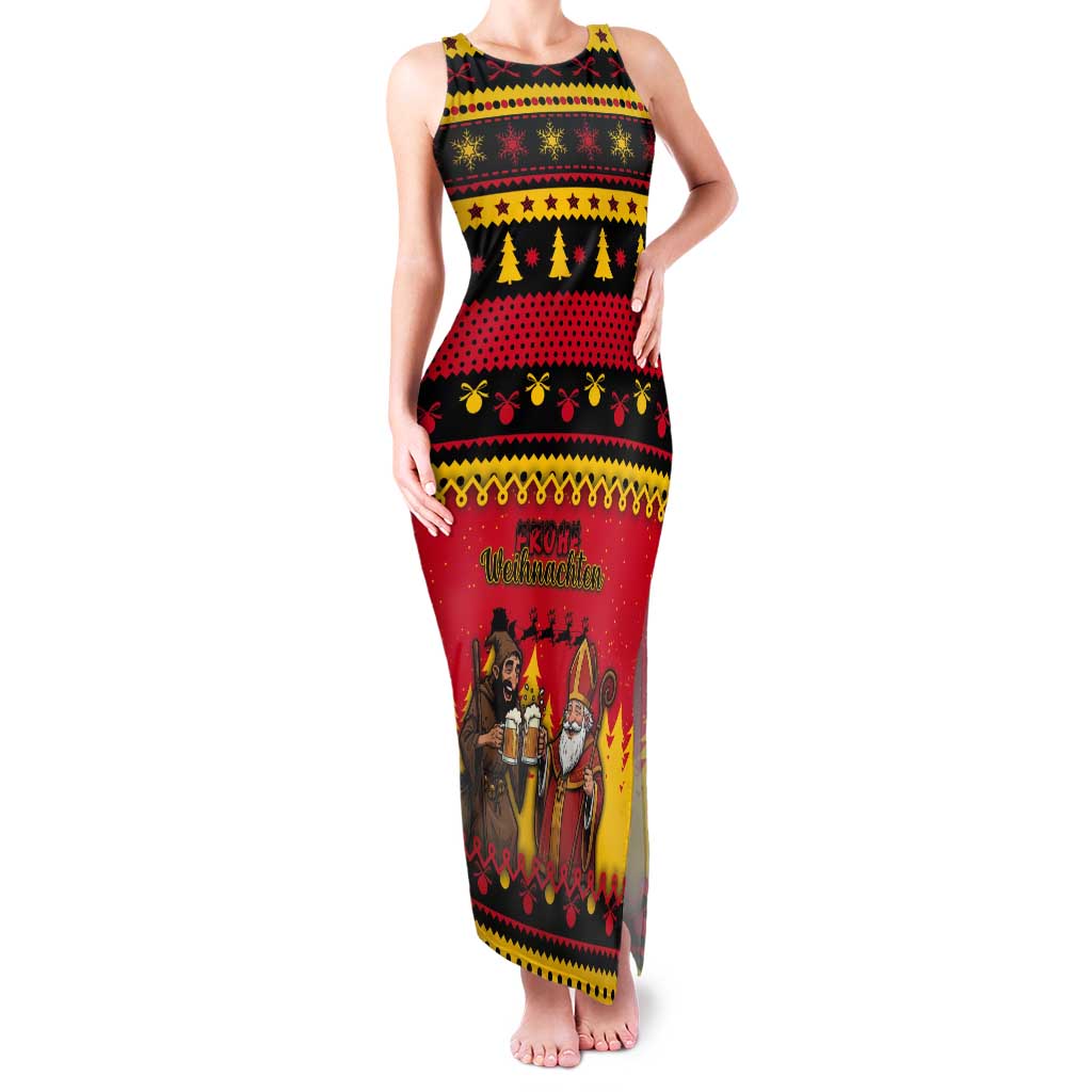 Germany Christmas Tank Maxi Dress Saint Nicholas And Knecht Ruprecht Drink Beer - Wonder Print Shop