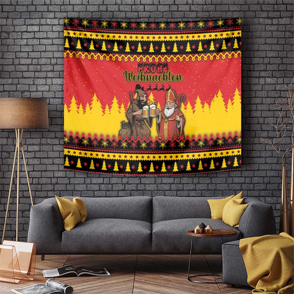 Germany Christmas Tapestry Saint Nicholas And Knecht Ruprecht Drink Beer - Wonder Print Shop