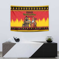 Germany Christmas Tapestry Saint Nicholas And Knecht Ruprecht Drink Beer - Wonder Print Shop