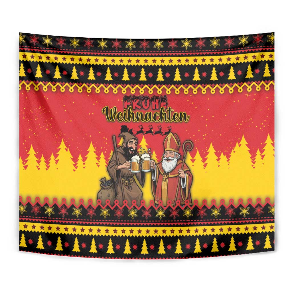 Germany Christmas Tapestry Saint Nicholas And Knecht Ruprecht Drink Beer - Wonder Print Shop