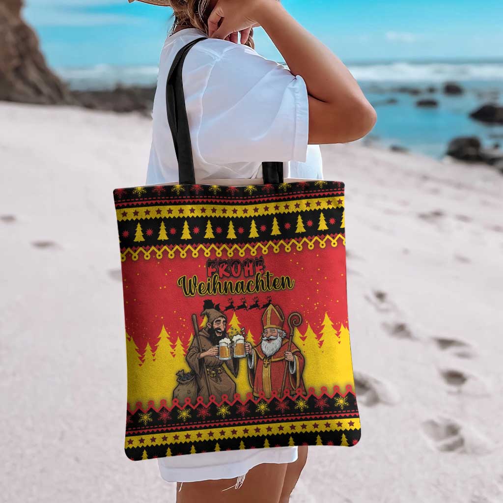 Germany Christmas Tote Bag Saint Nicholas And Knecht Ruprecht Drink Beer - Wonder Print Shop