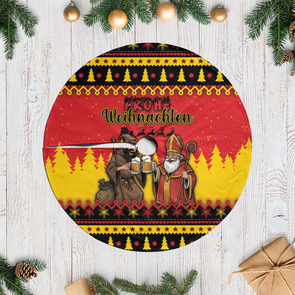 Germany Christmas Tree Skirt Saint Nicholas And Knecht Ruprecht Drink Beer - Wonder Print Shop