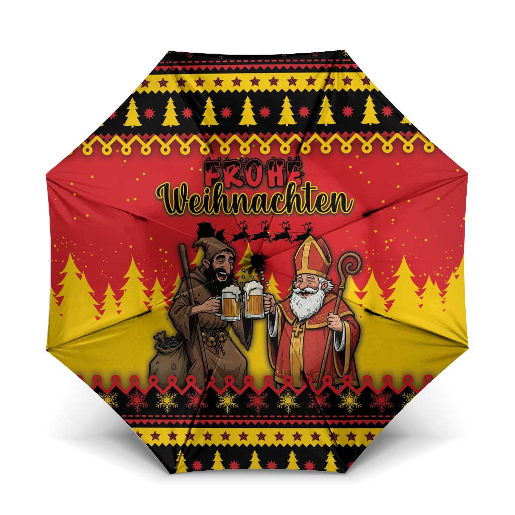 Germany Christmas Umbrella Saint Nicholas And Knecht Ruprecht Drink Beer - Wonder Print Shop