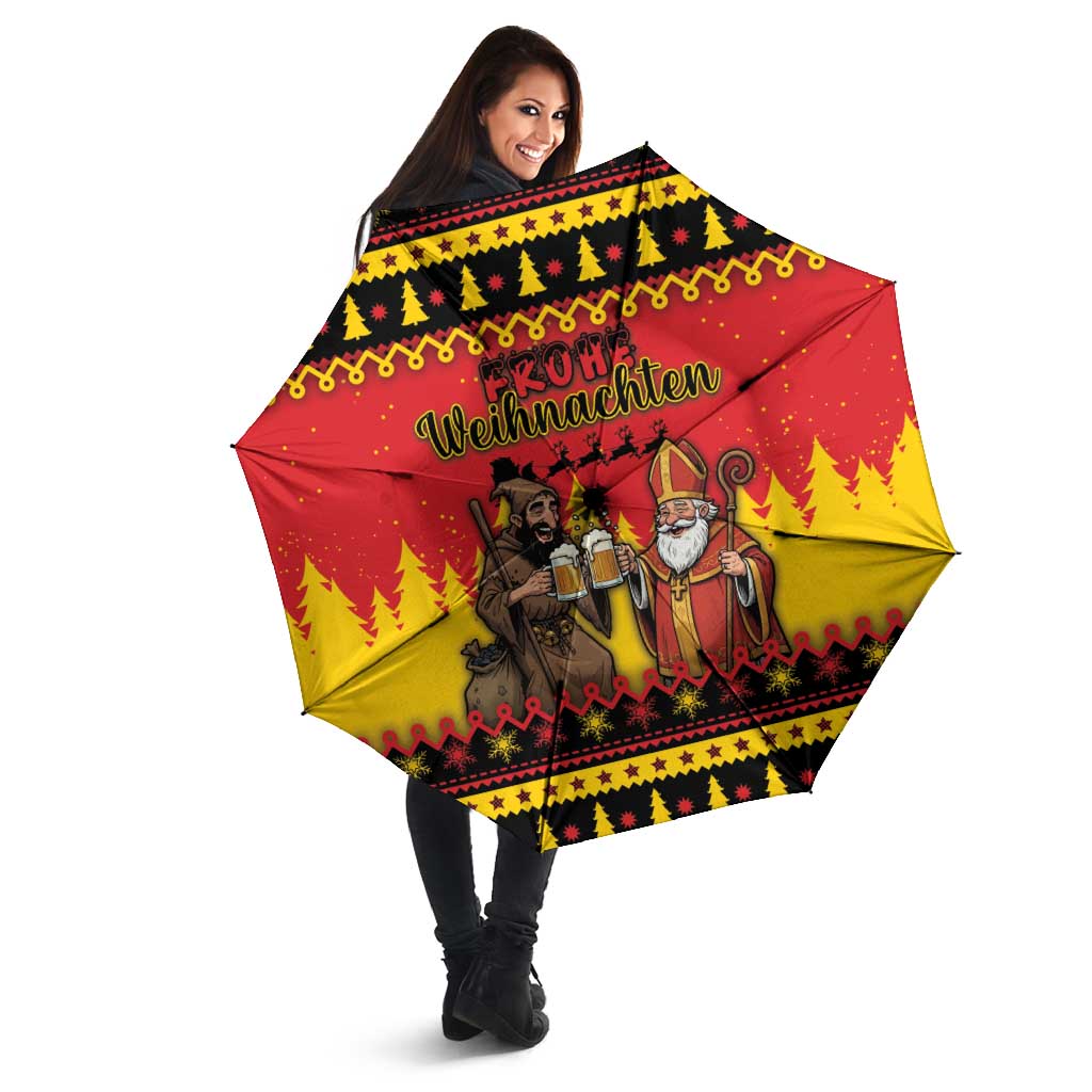 Germany Christmas Umbrella Saint Nicholas And Knecht Ruprecht Drink Beer - Wonder Print Shop