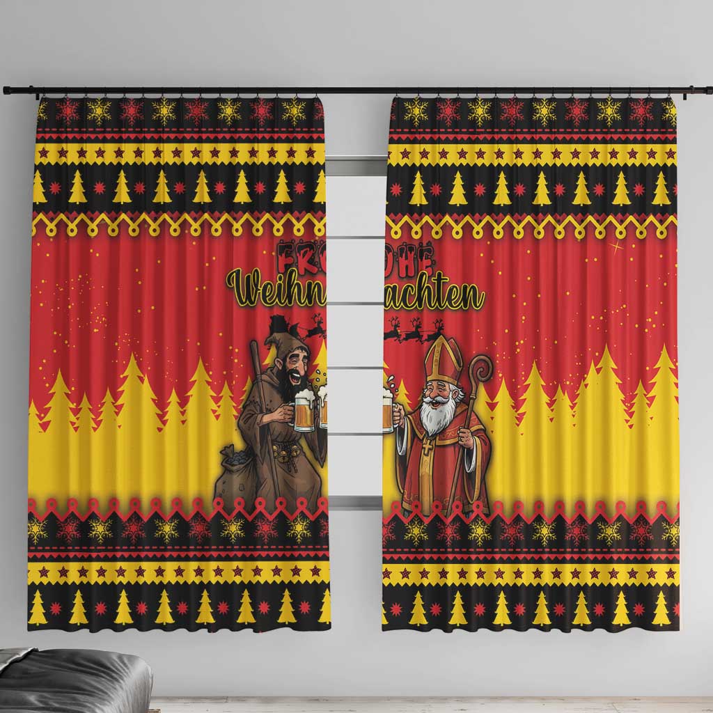 Germany Christmas Window Curtain Saint Nicholas And Knecht Ruprecht Drink Beer - Wonder Print Shop