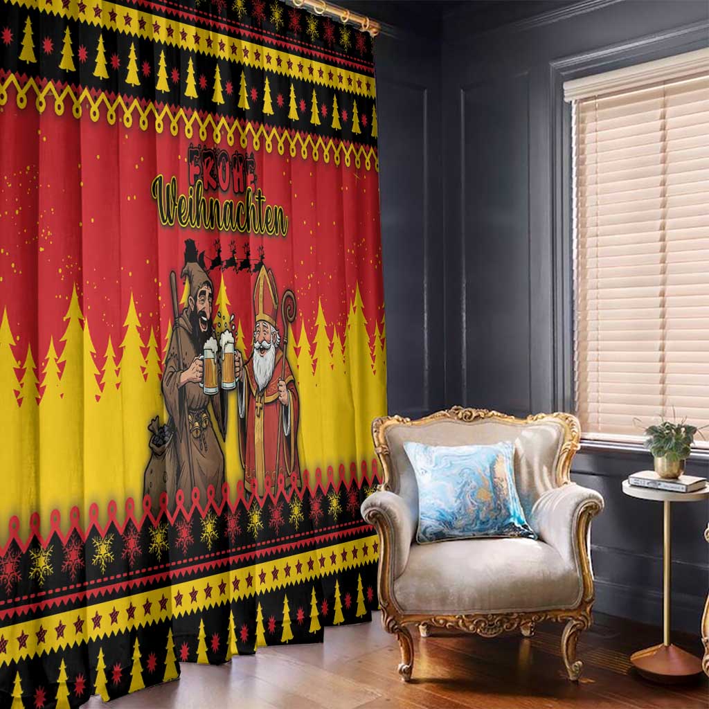 Germany Christmas Window Curtain Saint Nicholas And Knecht Ruprecht Drink Beer - Wonder Print Shop