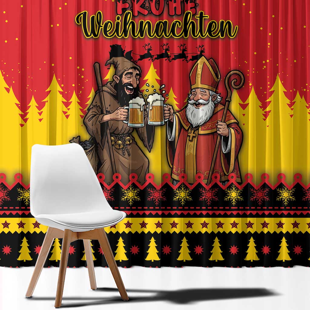 Germany Christmas Window Curtain Saint Nicholas And Knecht Ruprecht Drink Beer - Wonder Print Shop
