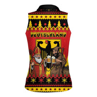 Germany Christmas Women Sleeveless Polo Shirt Saint Nicholas And Knecht Ruprecht Drink Beer - Wonder Print Shop