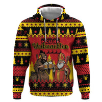 Germany Christmas Zip Hoodie Saint Nicholas And Knecht Ruprecht Drink Beer - Wonder Print Shop