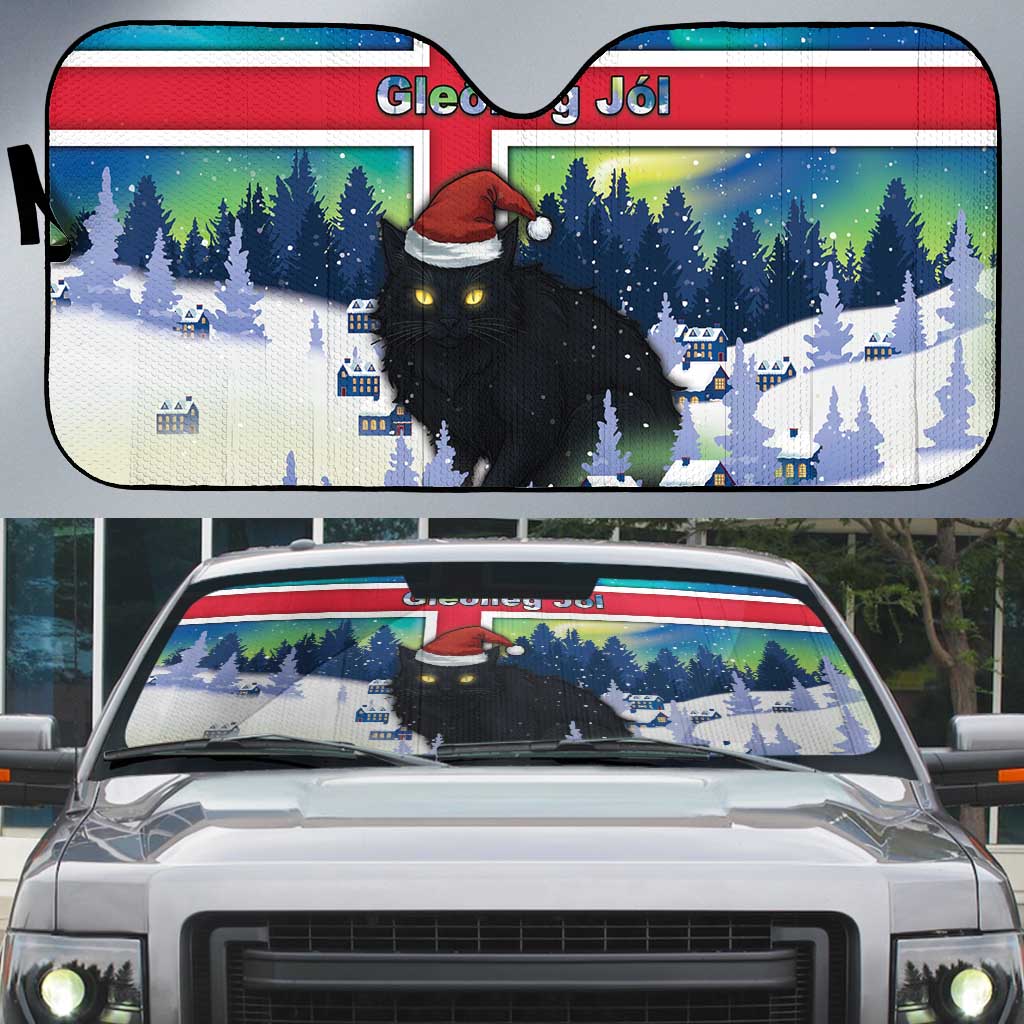 Iceland Christmas Auto Sun Shade Yule Cat Gledileg Jol - Wonder Print Shop