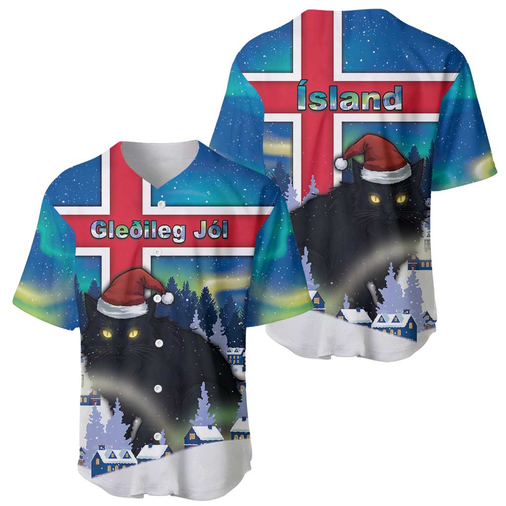 Iceland Christmas Baseball Jersey Yule Cat Gledileg Jol - Wonder Print Shop