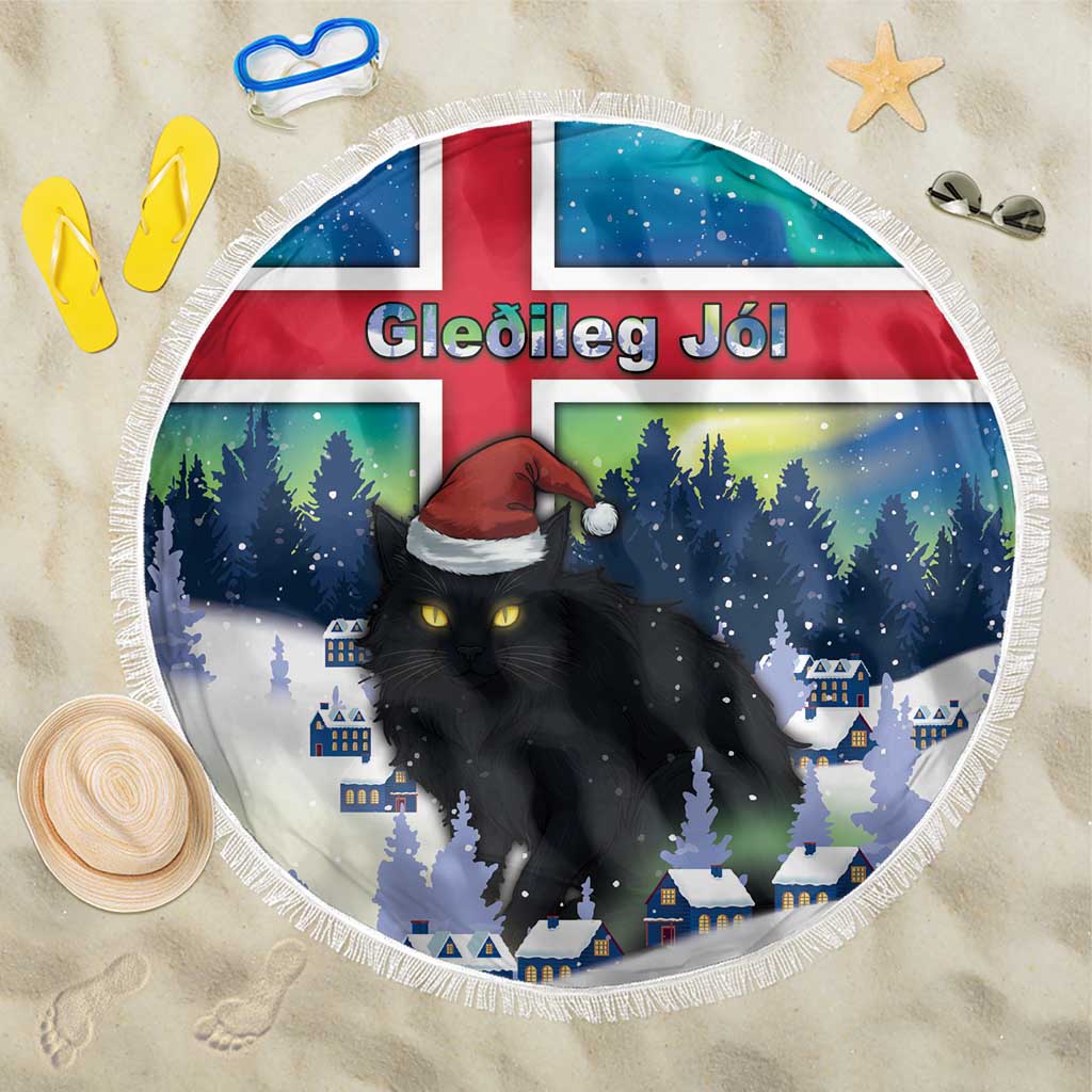 Iceland Christmas Beach Blanket Yule Cat Gledileg Jol - Wonder Print Shop