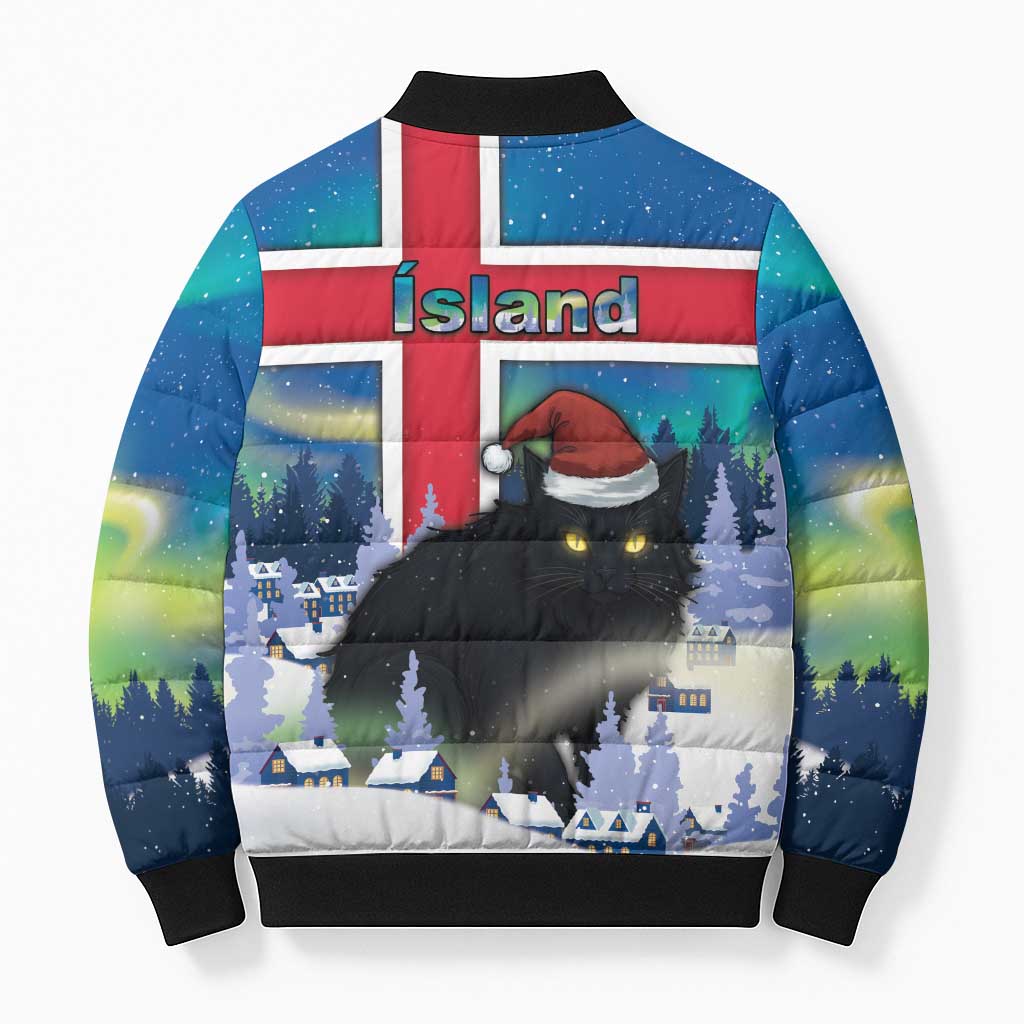 Iceland Christmas Bomber Puffer Jacket Yule Cat Gledileg Jol - Wonder Print Shop
