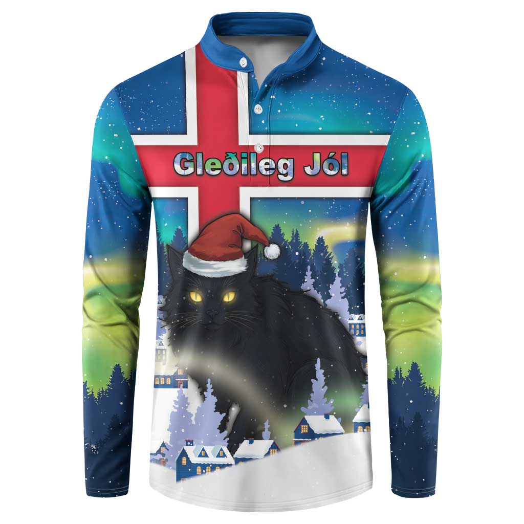 Iceland Christmas Button Sweatshirt Yule Cat Gledileg Jol - Wonder Print Shop