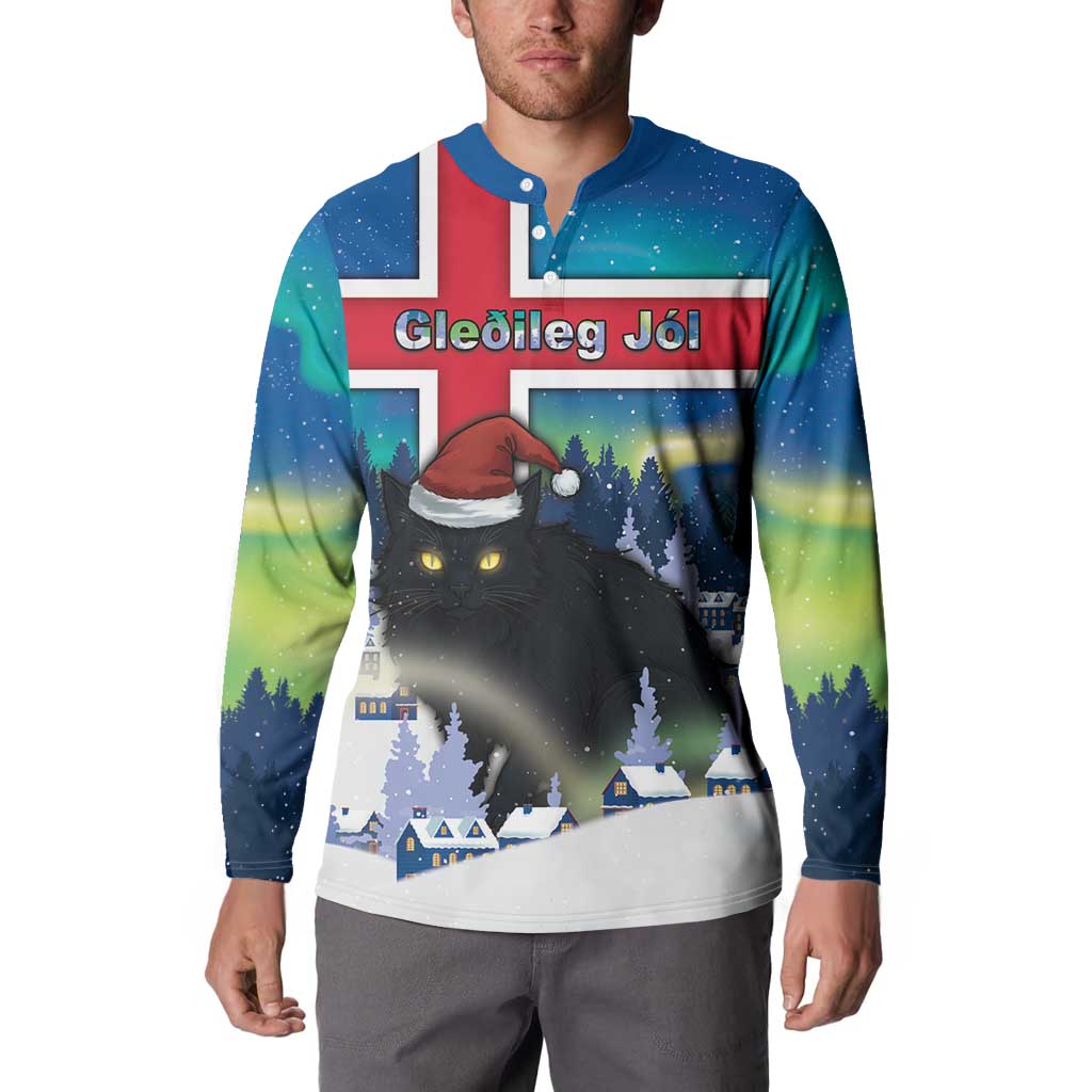 Iceland Christmas Button Sweatshirt Yule Cat Gledileg Jol - Wonder Print Shop