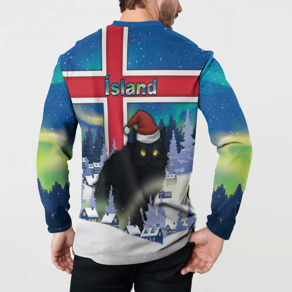 Iceland Christmas Button Sweatshirt Yule Cat Gledileg Jol - Wonder Print Shop