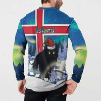 Iceland Christmas Button Sweatshirt Yule Cat Gledileg Jol - Wonder Print Shop