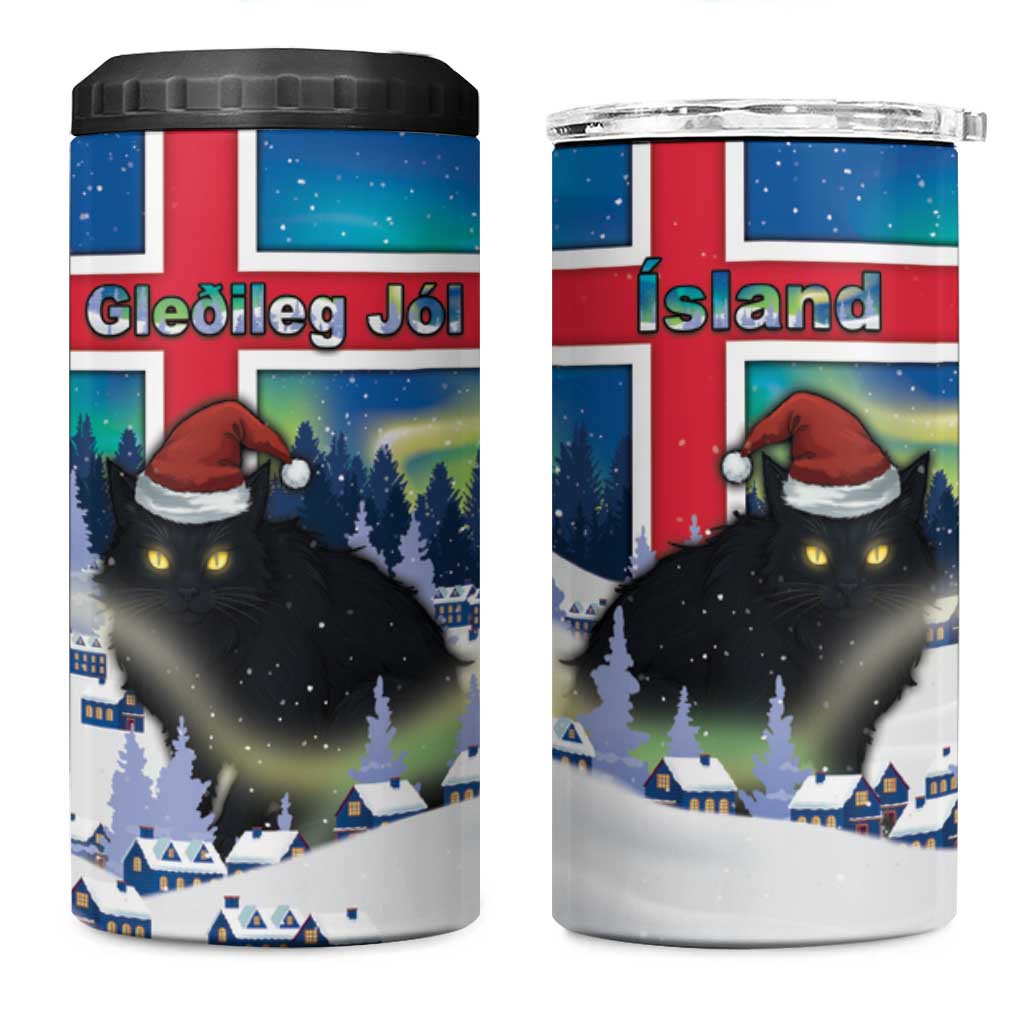 Iceland Christmas 4 in 1 Can Cooler Tumbler Yule Cat Gledileg Jol - Wonder Print Shop