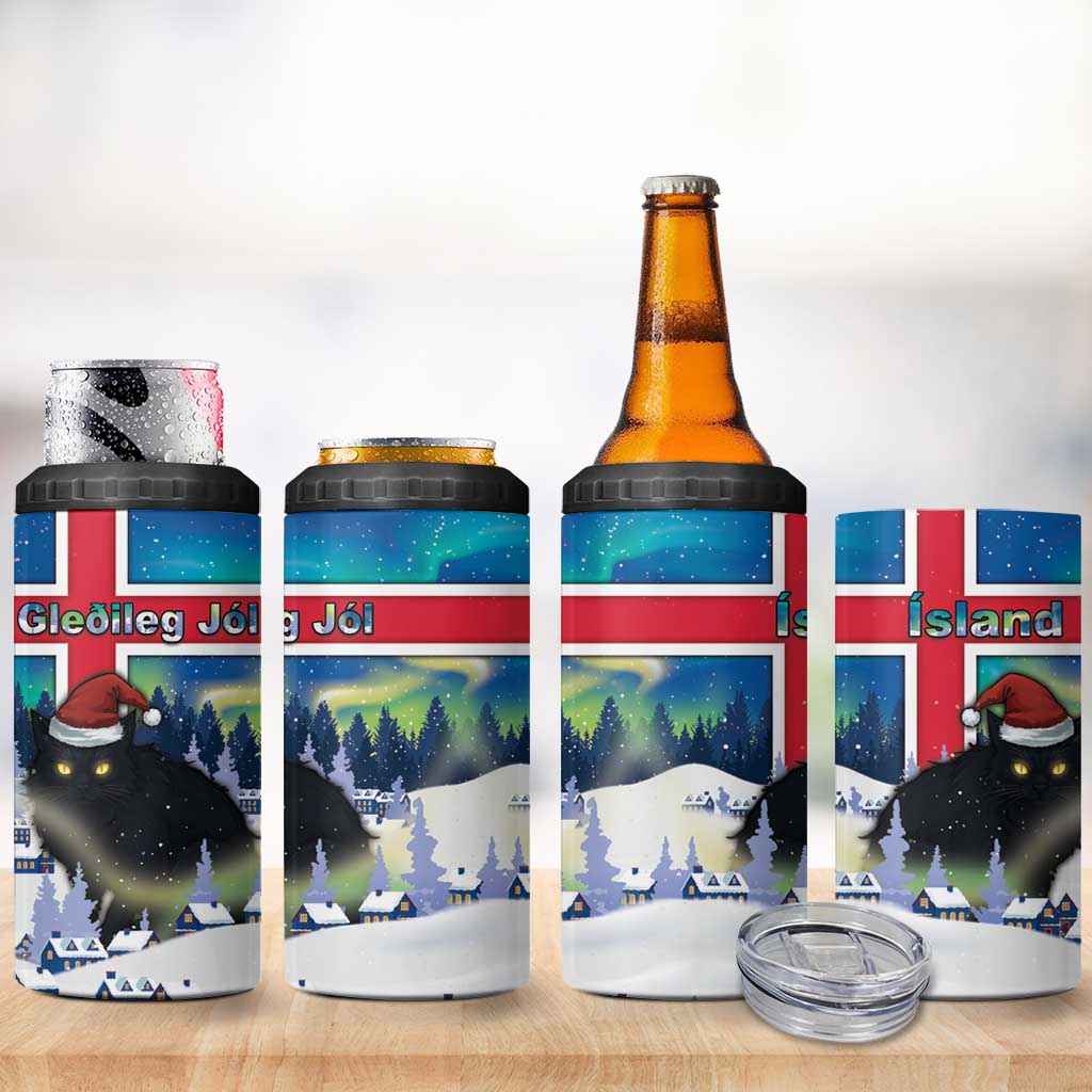 Iceland Christmas 4 in 1 Can Cooler Tumbler Yule Cat Gledileg Jol - Wonder Print Shop