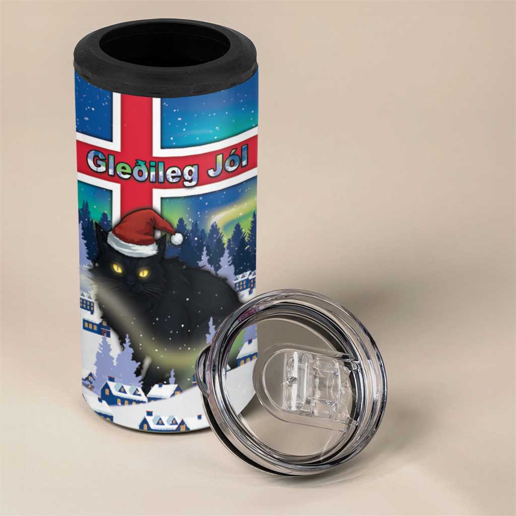 Iceland Christmas 4 in 1 Can Cooler Tumbler Yule Cat Gledileg Jol - Wonder Print Shop