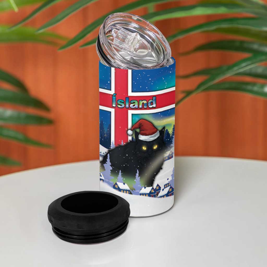 Iceland Christmas 4 in 1 Can Cooler Tumbler Yule Cat Gledileg Jol - Wonder Print Shop