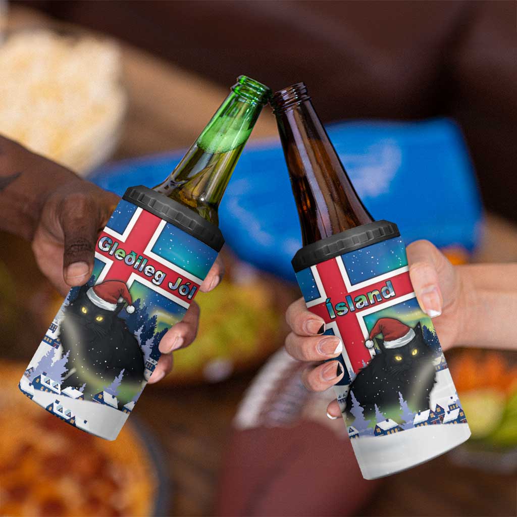 Iceland Christmas 4 in 1 Can Cooler Tumbler Yule Cat Gledileg Jol - Wonder Print Shop