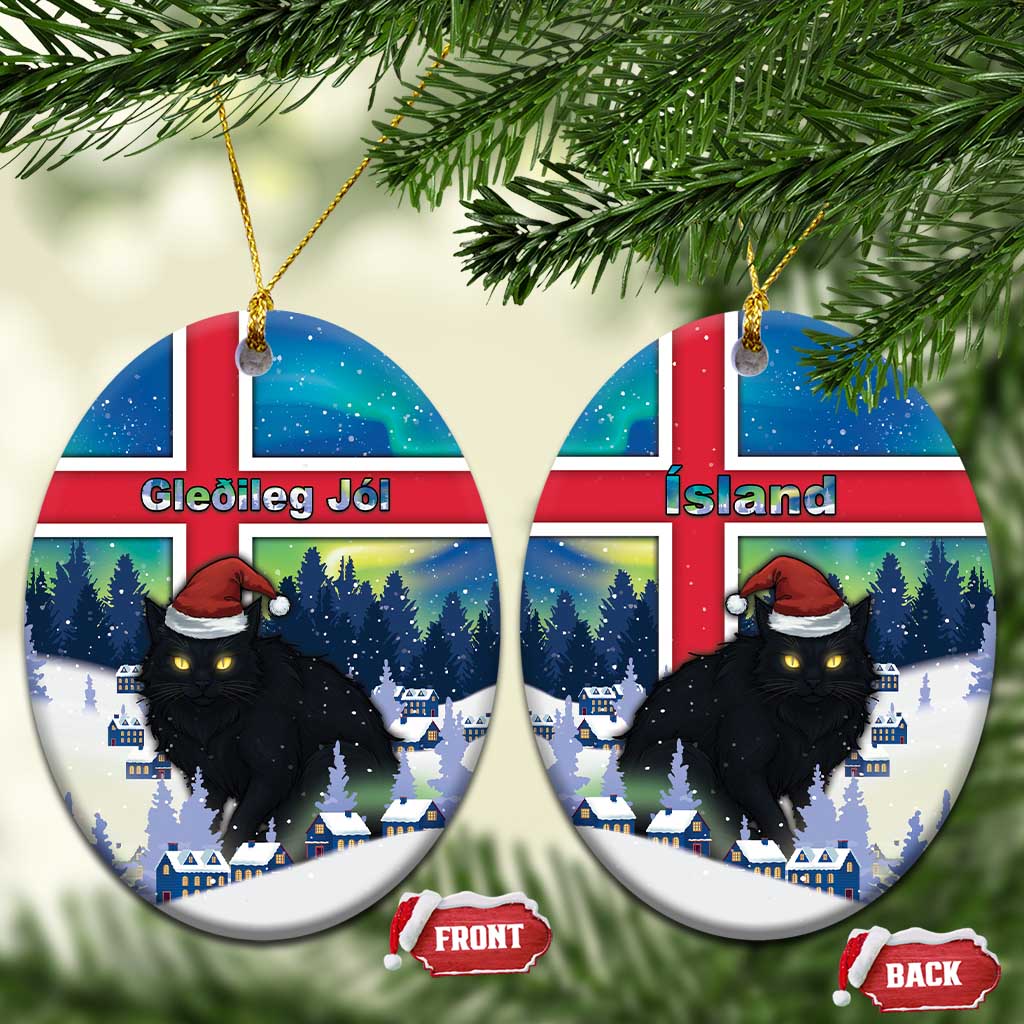Iceland Christmas Ceramic Ornament Yule Cat Gledileg Jol - Wonder Print Shop