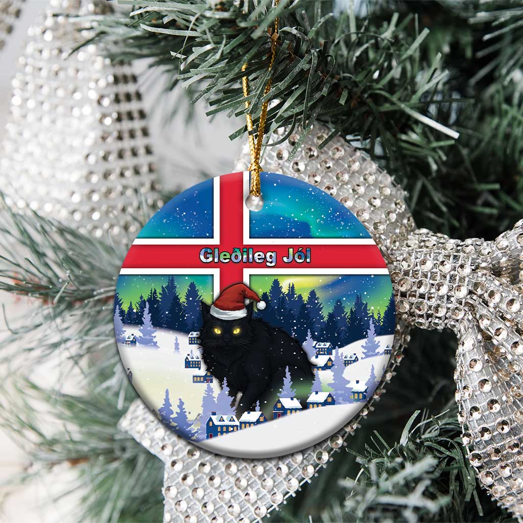 Iceland Christmas Ceramic Ornament Yule Cat Gledileg Jol - Wonder Print Shop