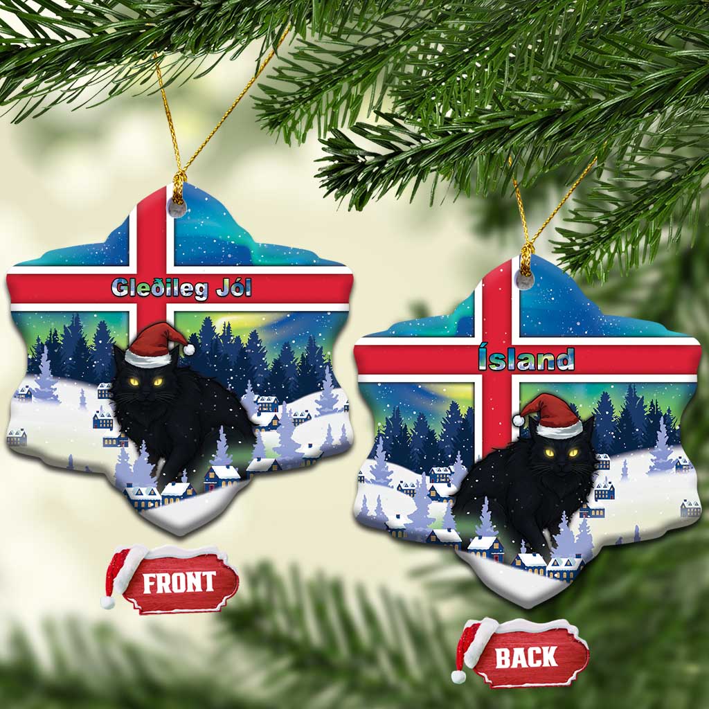 Iceland Christmas Ceramic Ornament Yule Cat Gledileg Jol - Wonder Print Shop