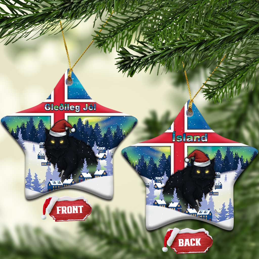 Iceland Christmas Ceramic Ornament Yule Cat Gledileg Jol - Wonder Print Shop