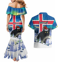Iceland Christmas Couples Matching Mermaid Dress and Hawaiian Shirt Yule Cat Gledileg Jol - Wonder Print Shop