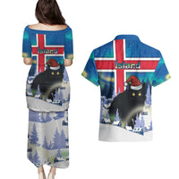 Iceland Christmas Couples Matching Puletasi and Hawaiian Shirt Yule Cat Gledileg Jol - Wonder Print Shop