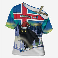 Iceland Christmas Cross Shoulder Shirt Yule Cat Gledileg Jol - Wonder Print Shop