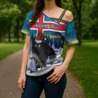 Iceland Christmas Cross Shoulder Shirt Yule Cat Gledileg Jol - Wonder Print Shop