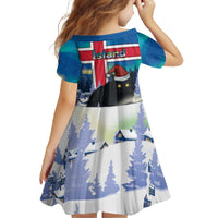 Iceland Christmas Family Matching Off The Shoulder Long Sleeve Dress and Hawaiian Shirt Yule Cat Gledileg Jol - Wonder Print Shop