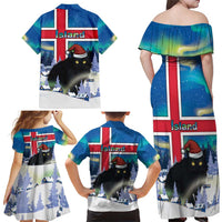 Iceland Christmas Family Matching Off Shoulder Maxi Dress and Hawaiian Shirt Yule Cat Gledileg Jol - Wonder Print Shop
