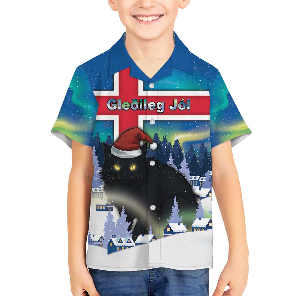 Iceland Christmas Family Matching Off Shoulder Maxi Dress and Hawaiian Shirt Yule Cat Gledileg Jol - Wonder Print Shop
