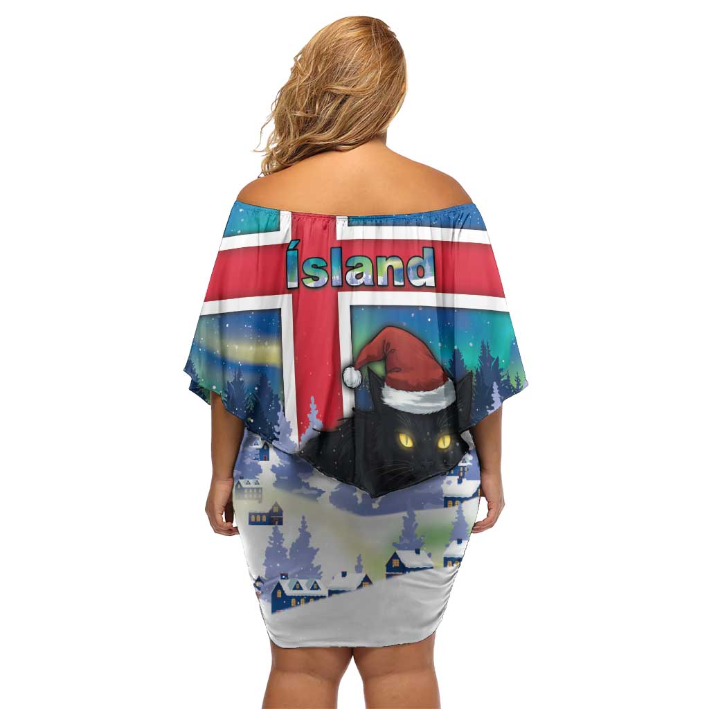 Iceland Christmas Family Matching Off Shoulder Short Dress and Hawaiian Shirt Yule Cat Gledileg Jol - Wonder Print Shop