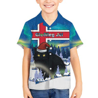 Iceland Christmas Family Matching Off Shoulder Short Dress and Hawaiian Shirt Yule Cat Gledileg Jol - Wonder Print Shop