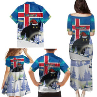 Iceland Christmas Family Matching Puletasi and Hawaiian Shirt Yule Cat Gledileg Jol - Wonder Print Shop