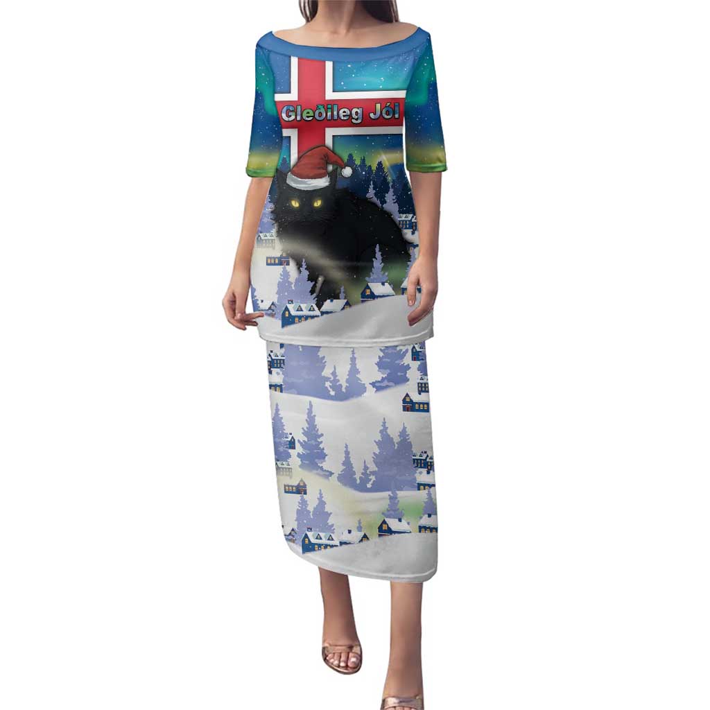 Iceland Christmas Family Matching Puletasi and Hawaiian Shirt Yule Cat Gledileg Jol - Wonder Print Shop