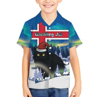 Iceland Christmas Family Matching Short Sleeve Bodycon Dress and Hawaiian Shirt Yule Cat Gledileg Jol - Wonder Print Shop