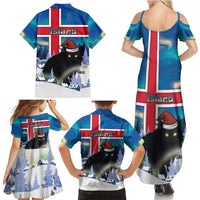 Iceland Christmas Family Matching Summer Maxi Dress and Hawaiian Shirt Yule Cat Gledileg Jol - Wonder Print Shop